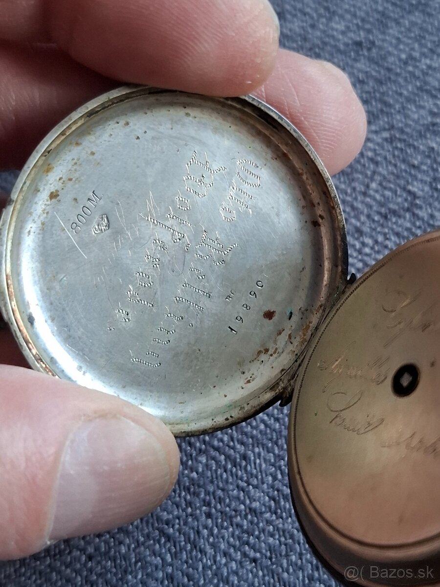 Staré vreckové hodinky 2 - strieborný obal - 5