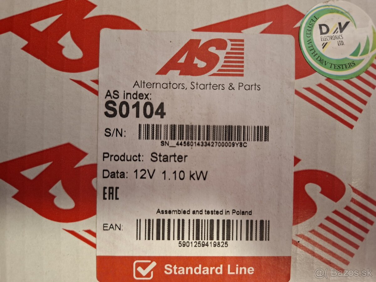 Originálny nepoužitý štartér – AS S0104
- 5