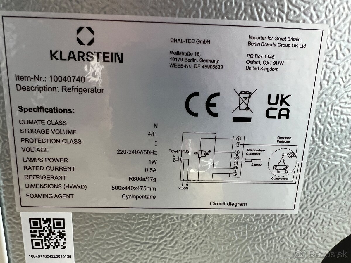 Chladnička Klarstein 48L - 5
