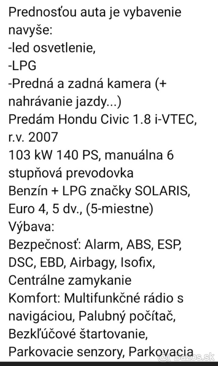 Honda Civic 1.8 i-VTEC + LPG 2007 - 5