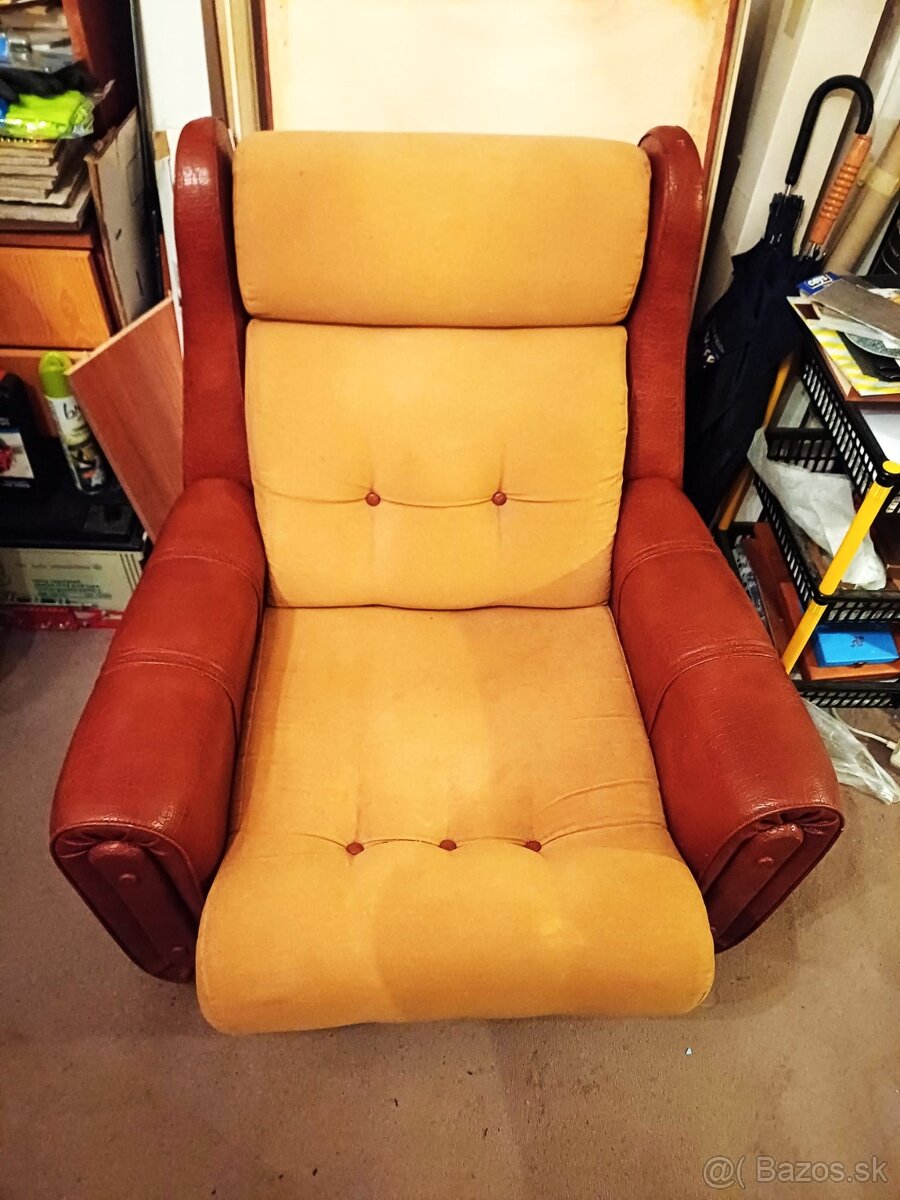 Elegantná SEDAČKA koženkovo textilná + kreslá - 5