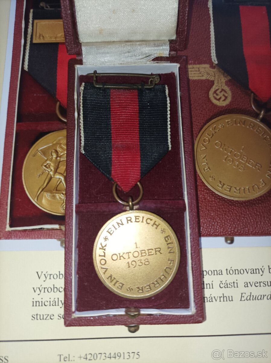 Medaile 1. říjen 1938 + spona (odznak, vyznamenanie) - 5
