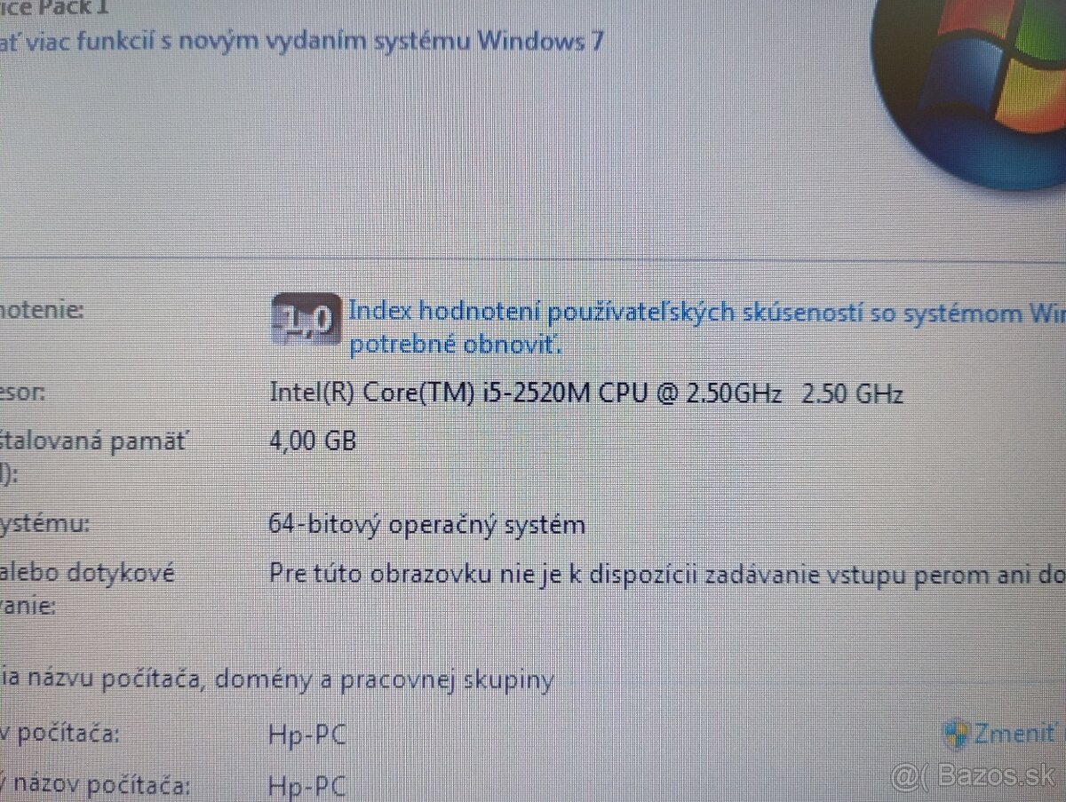 Hp elitebook 8460p + Intel core i5 + 4gb ram + Windows 7 - 5