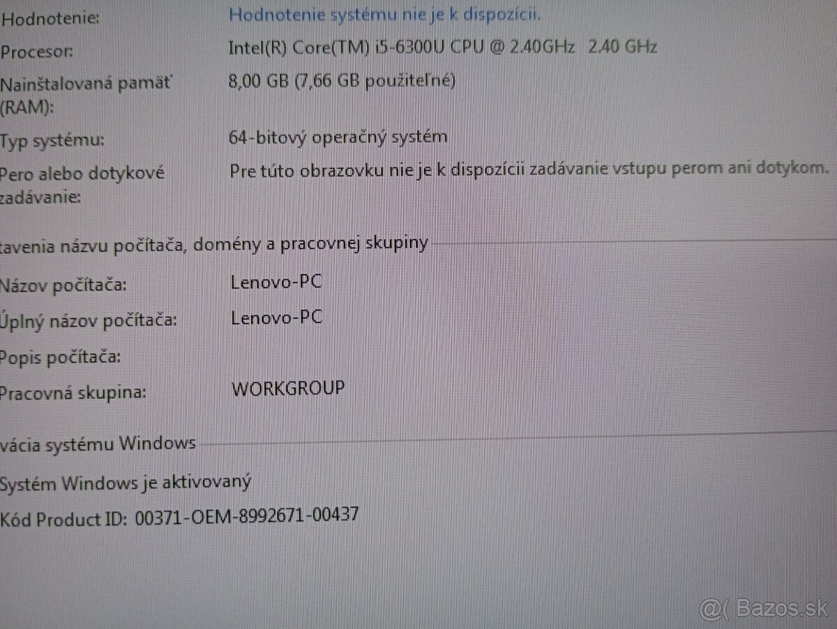 predám Lenovo Thinkpad T470 + Intel core i5 + 8gb ram - 5