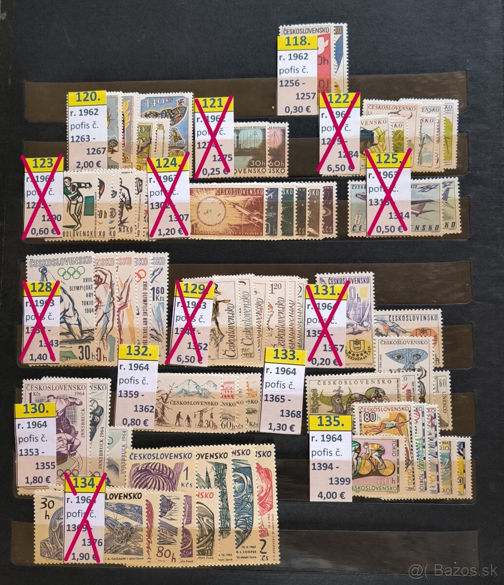 Poštové známky Českoslovemsko - série čisté - 5