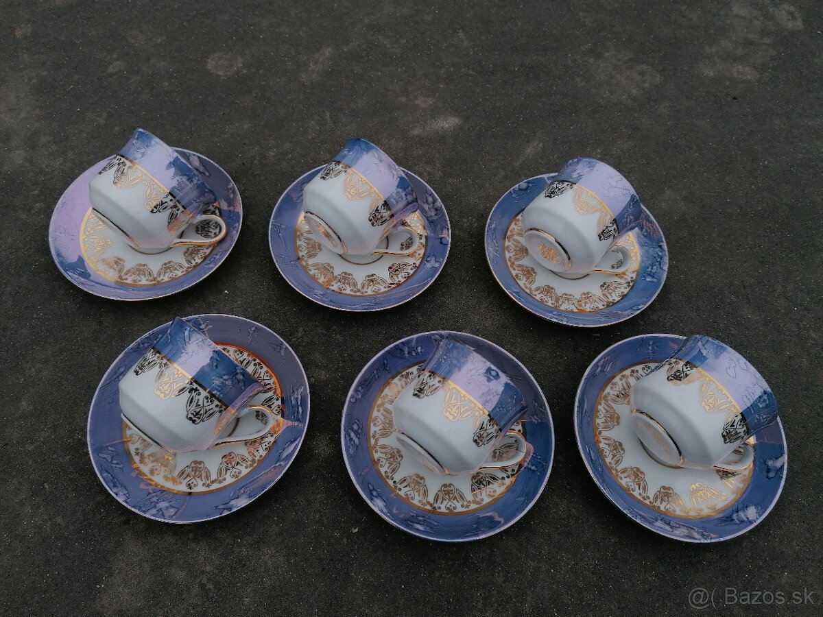 Predám zlato-modro-biela porcelánová sada - 5
