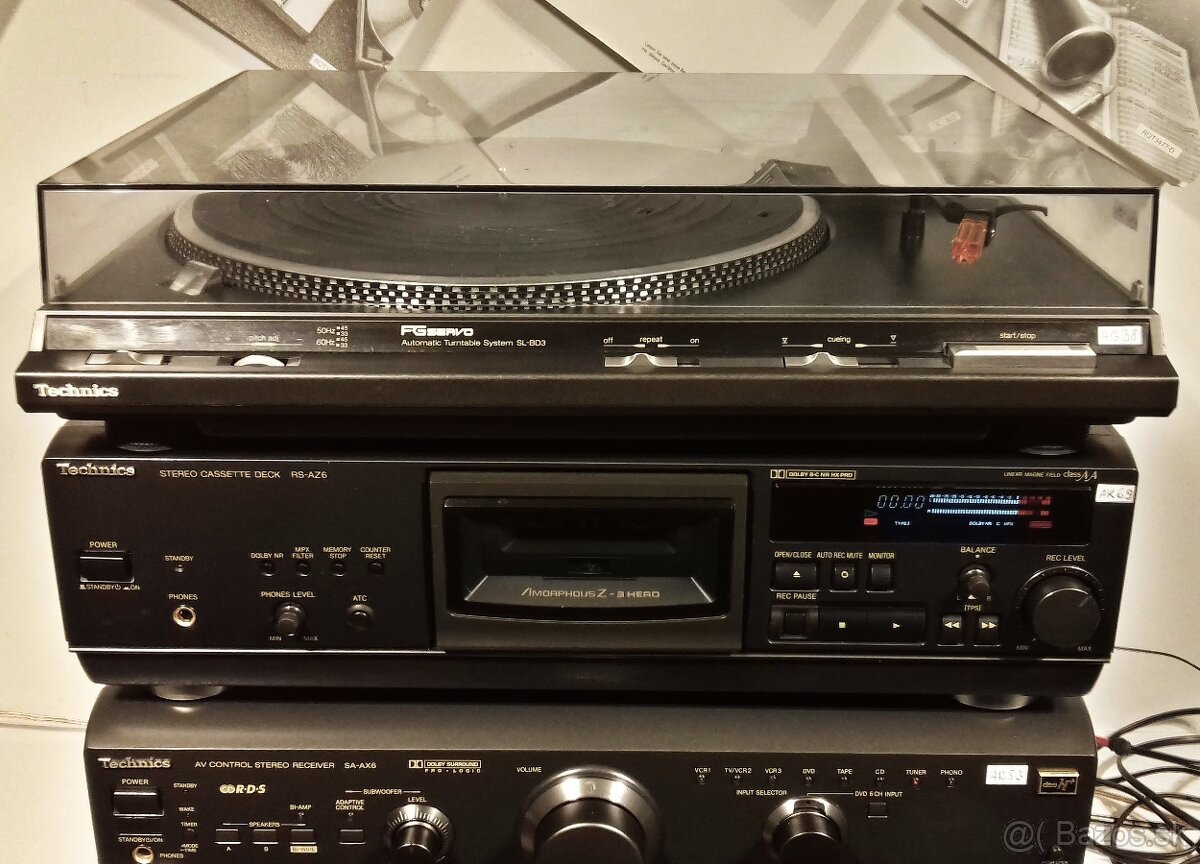 Zostava TECHNICS gramofon, tape deck, receiver, 5x CD = X03 - 5