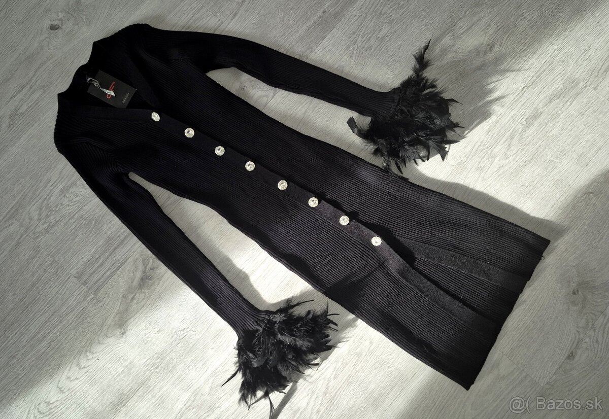 Úpletové šaty s pierkami v.M/L - 5