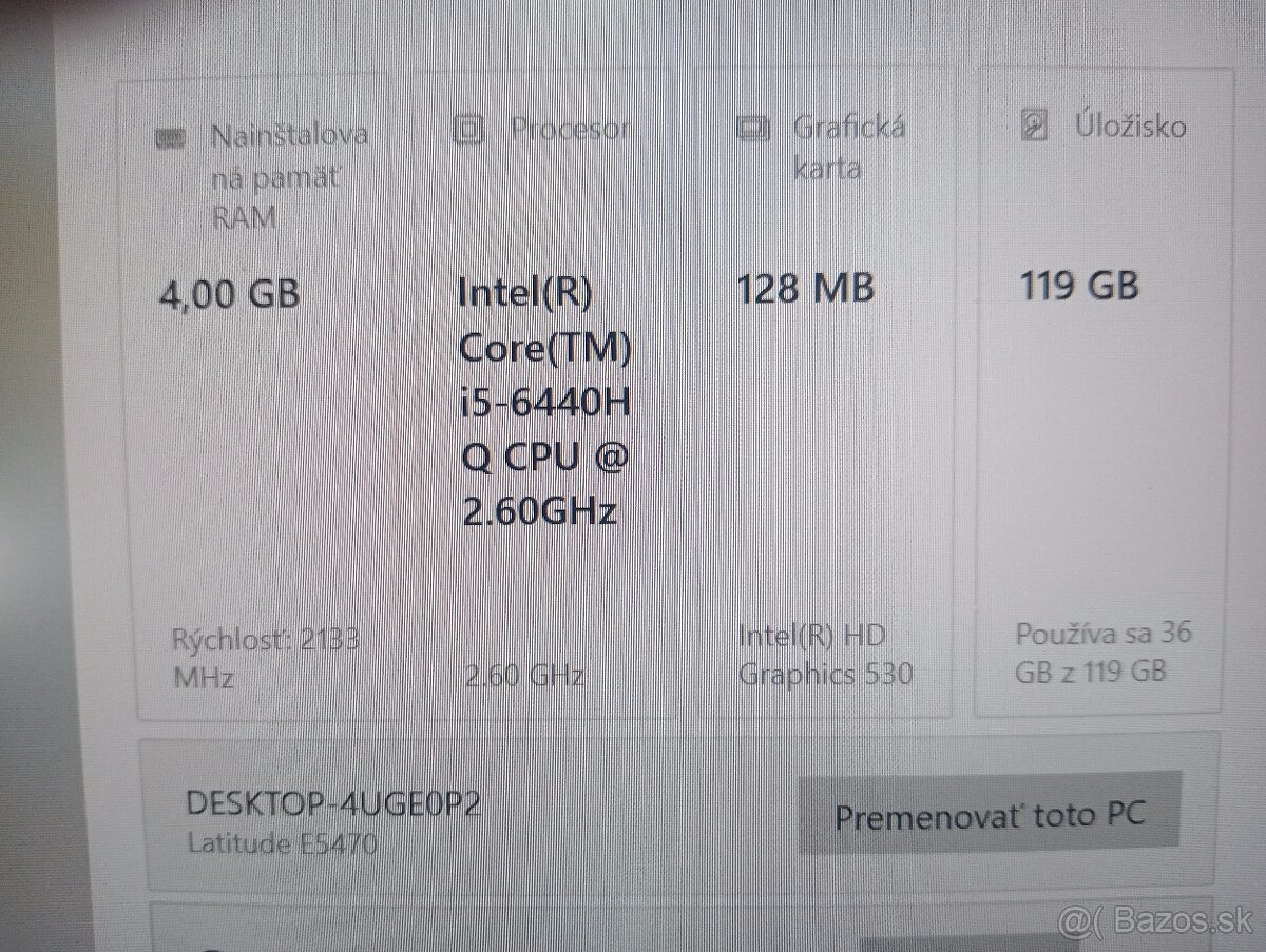 predám notebook DELL LATITUDE E5470 , WINDOWS 10 - 5