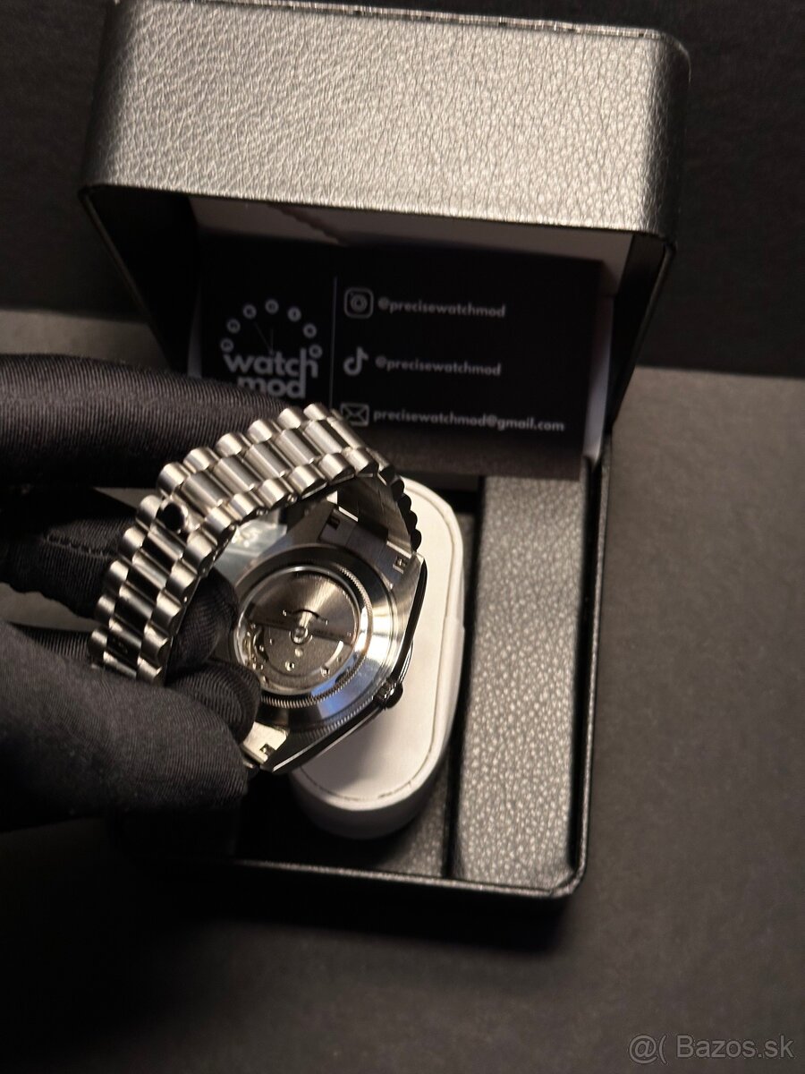 Seiko mod Day-Date Blue Black - 5