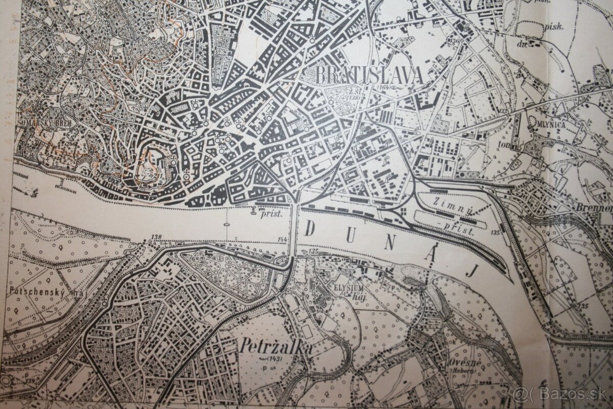 Takmer 100 ročná mapa Bratislavy s okolím - 5