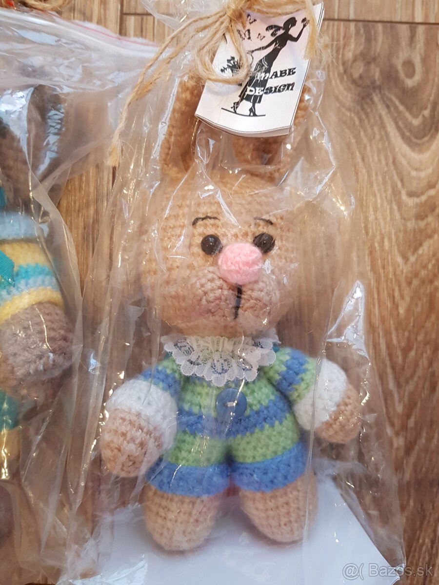 Háčkované bábiky, medvedíky, zajac, kvietok - 5