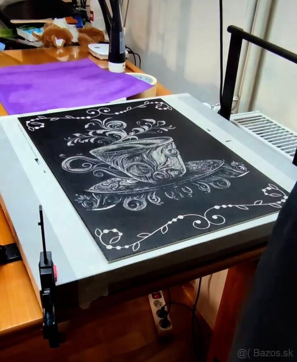 Šálka ornament - linoryt - grafika _ posledné 4 kusy - 5