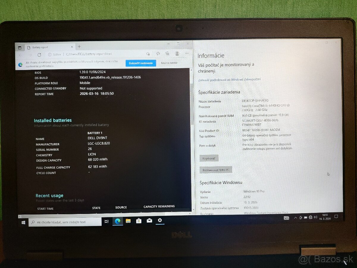 Dell Latitude 5580 | i5 • 16GB • 256GB SSD - 5