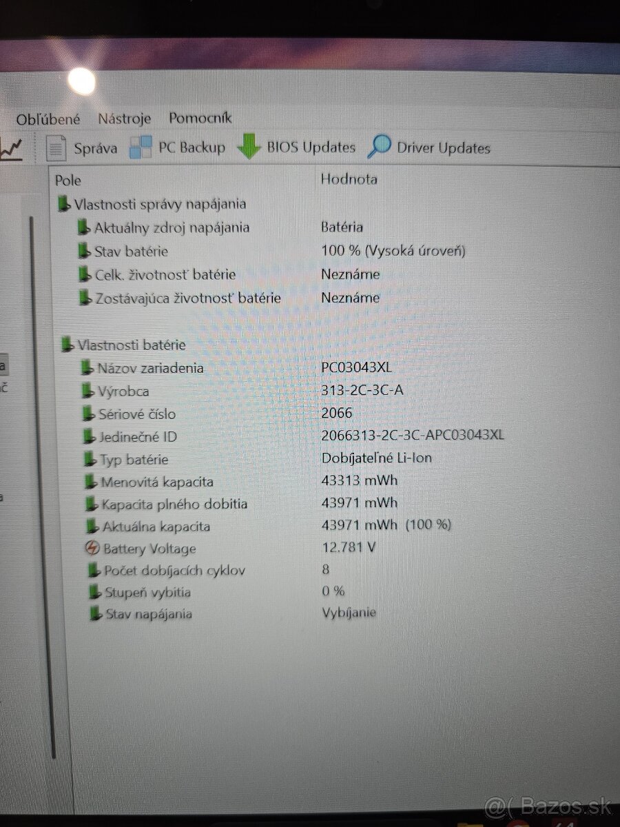 Predám používanú HP Batériu PC03XL, 11.55V, 43.3Wh - 5