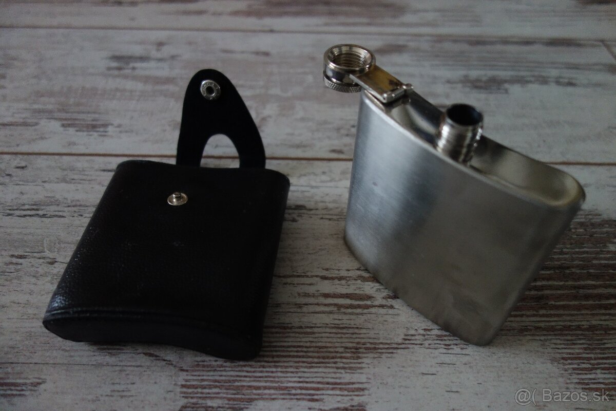 Nerezová ploskačka v koženom puzdre - ťapka - 5