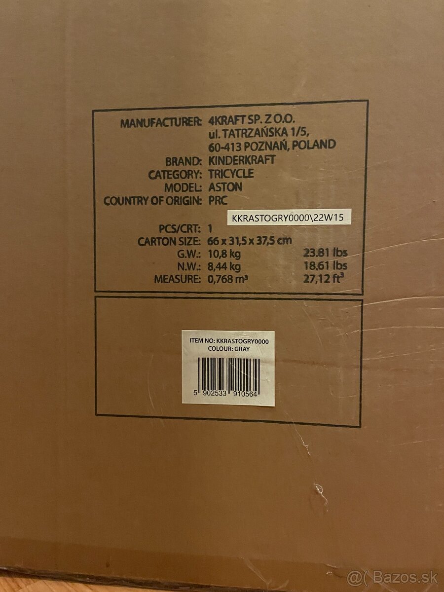 predám KINDERKRAFT Trojkolka Aston Grey - 5