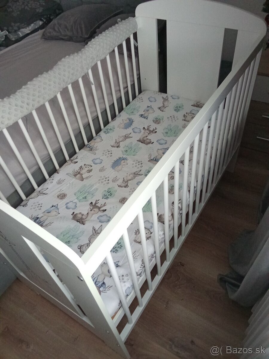 Predám detskú postieľku+ 2x matrac, plachty, mantinel... - 5