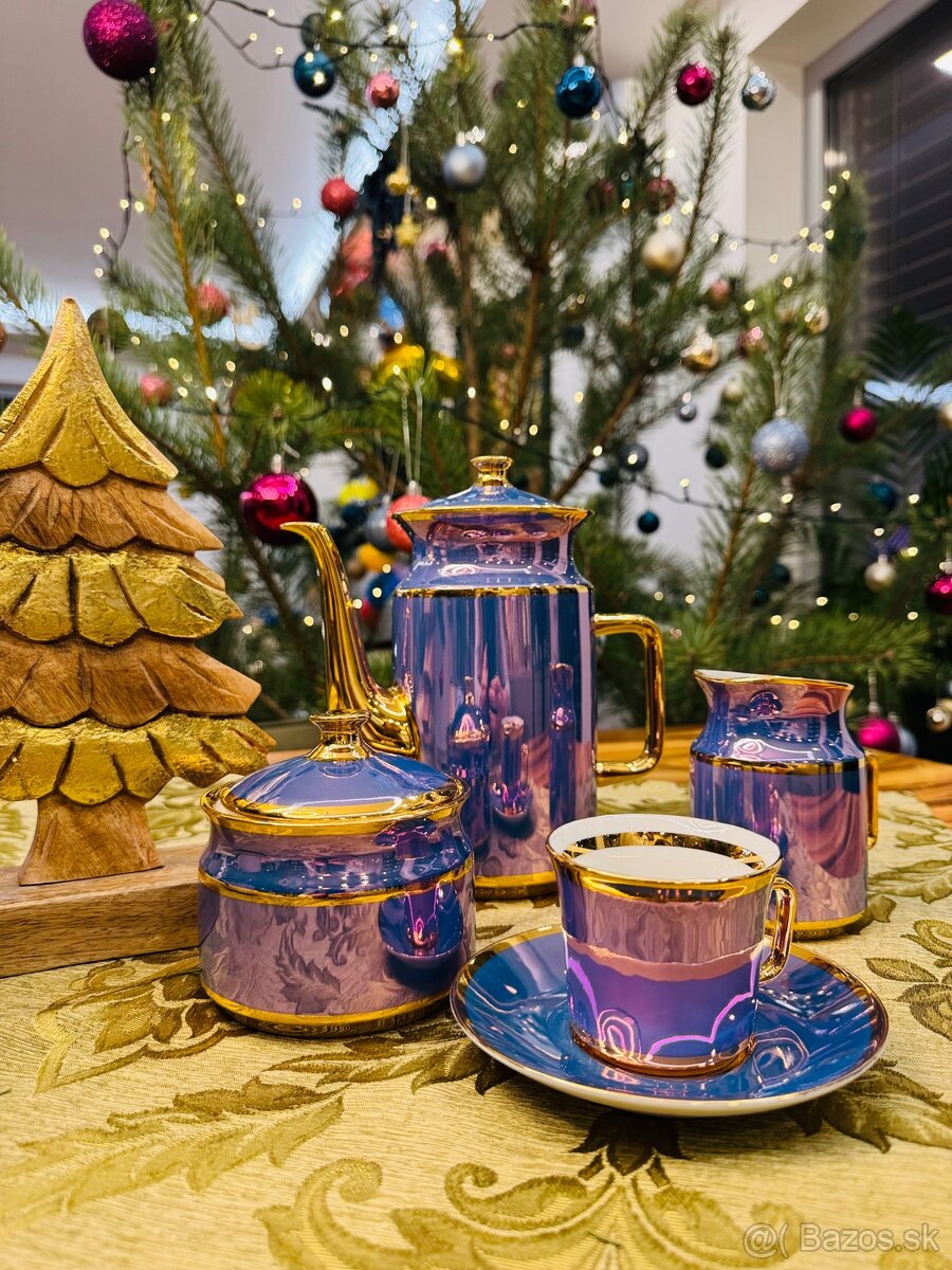 Retro fialová porcelánová súprava Valaská Belá - 5