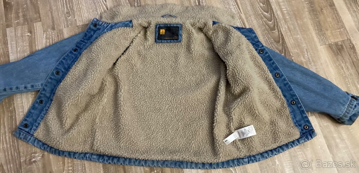 Oteplená Riflová bundička s kožúškom - 5