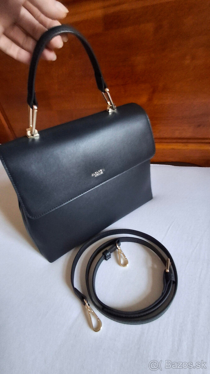 čierna kožená kabelka carlheim - nová - 5