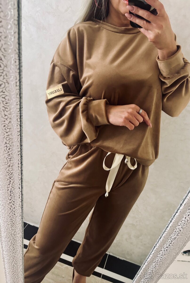 Damska talianska velurova suprava browni - 5