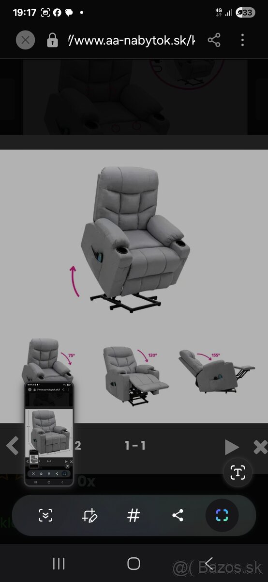 Masážne polohovacie kres vetlosivá, HUDSON - 5