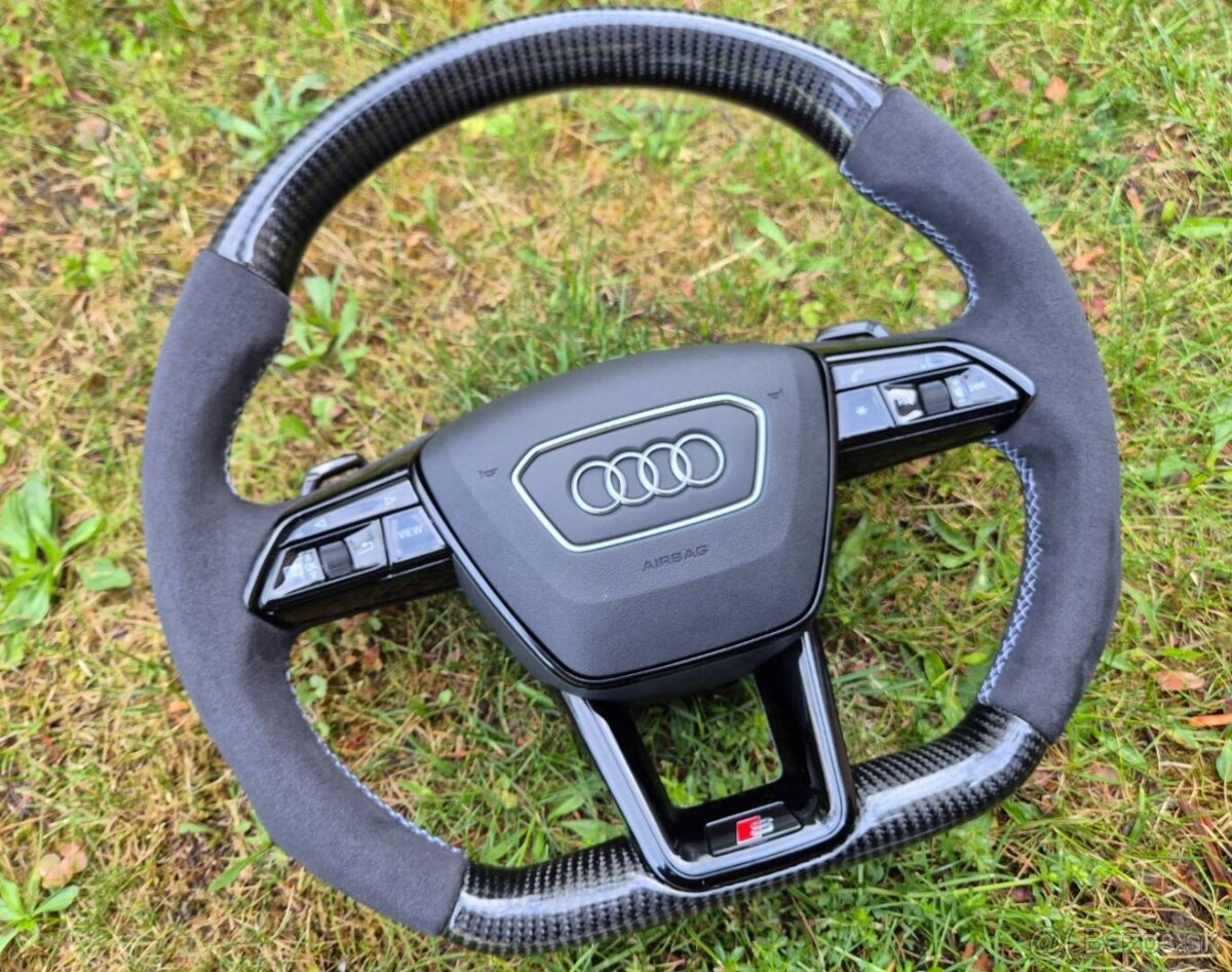 VOLANT AUDI KARBON ALKANTARA ČIERNY PREMIUM DEKOR + RS PADLA - 5