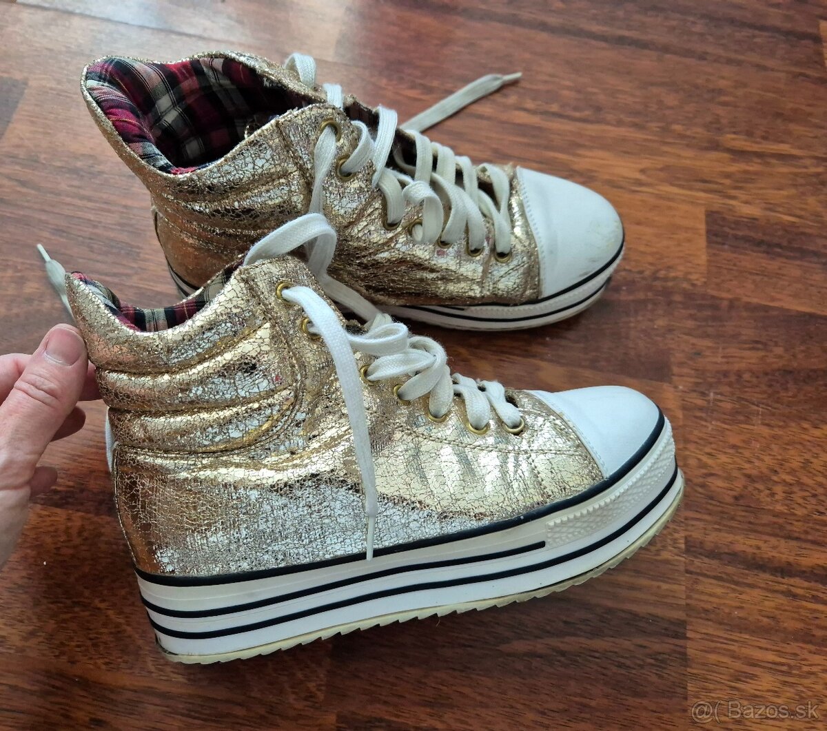 Dámske zlaté tenisky - 5