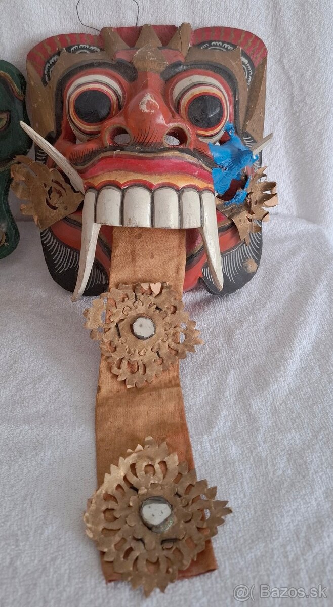 3 ručne tesané masky Barong a ceremoniálna maska (Bali) - 5