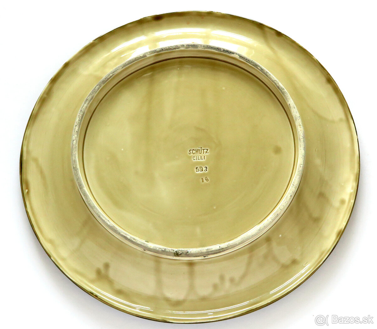 Veliký starožitný secesný nástenný tanier kamenina, 39cm - 5