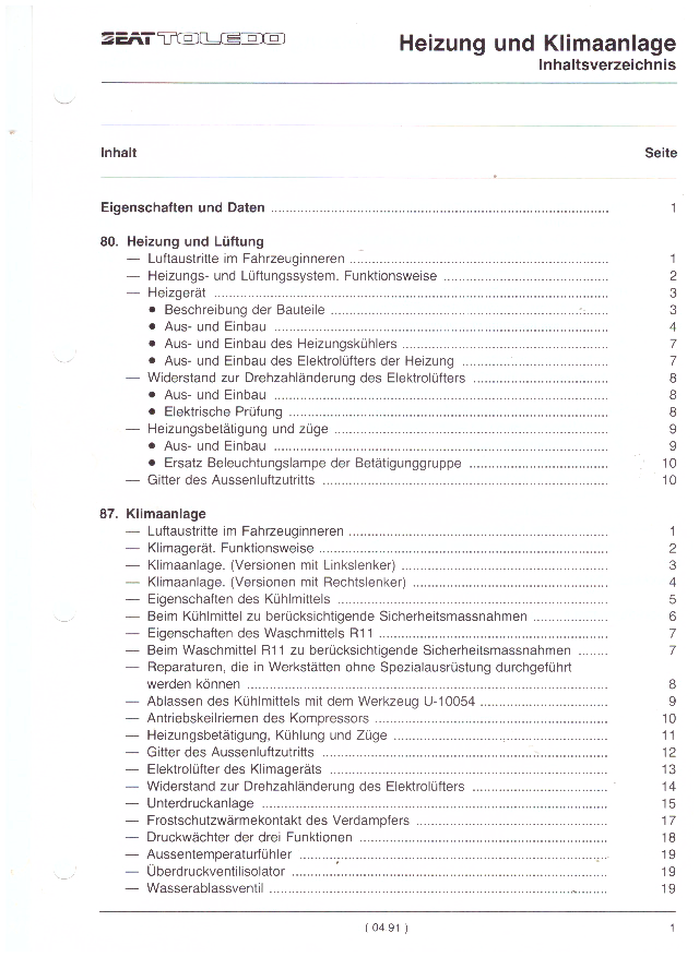 dielenská príručka SEAT TOLEDO 1991 -, 3. zväzok - 5