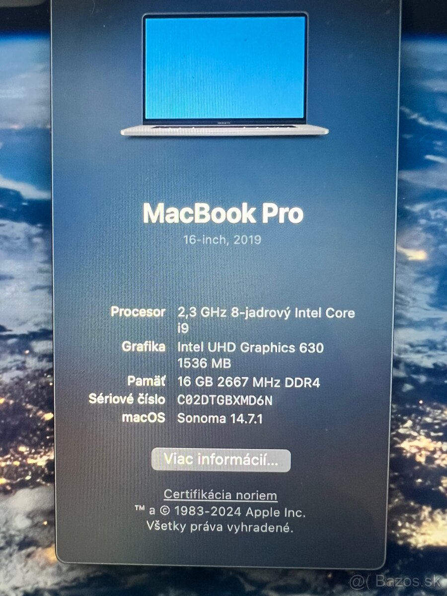 Predám MacBook Pro 16” (2019) výborný stav, 1 TB SSD - 5