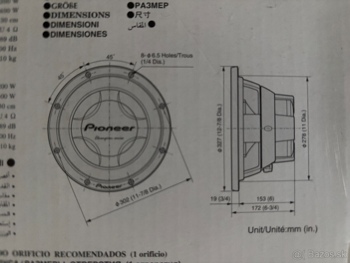 subwoofer PIONEER TS-W307D2 - 5