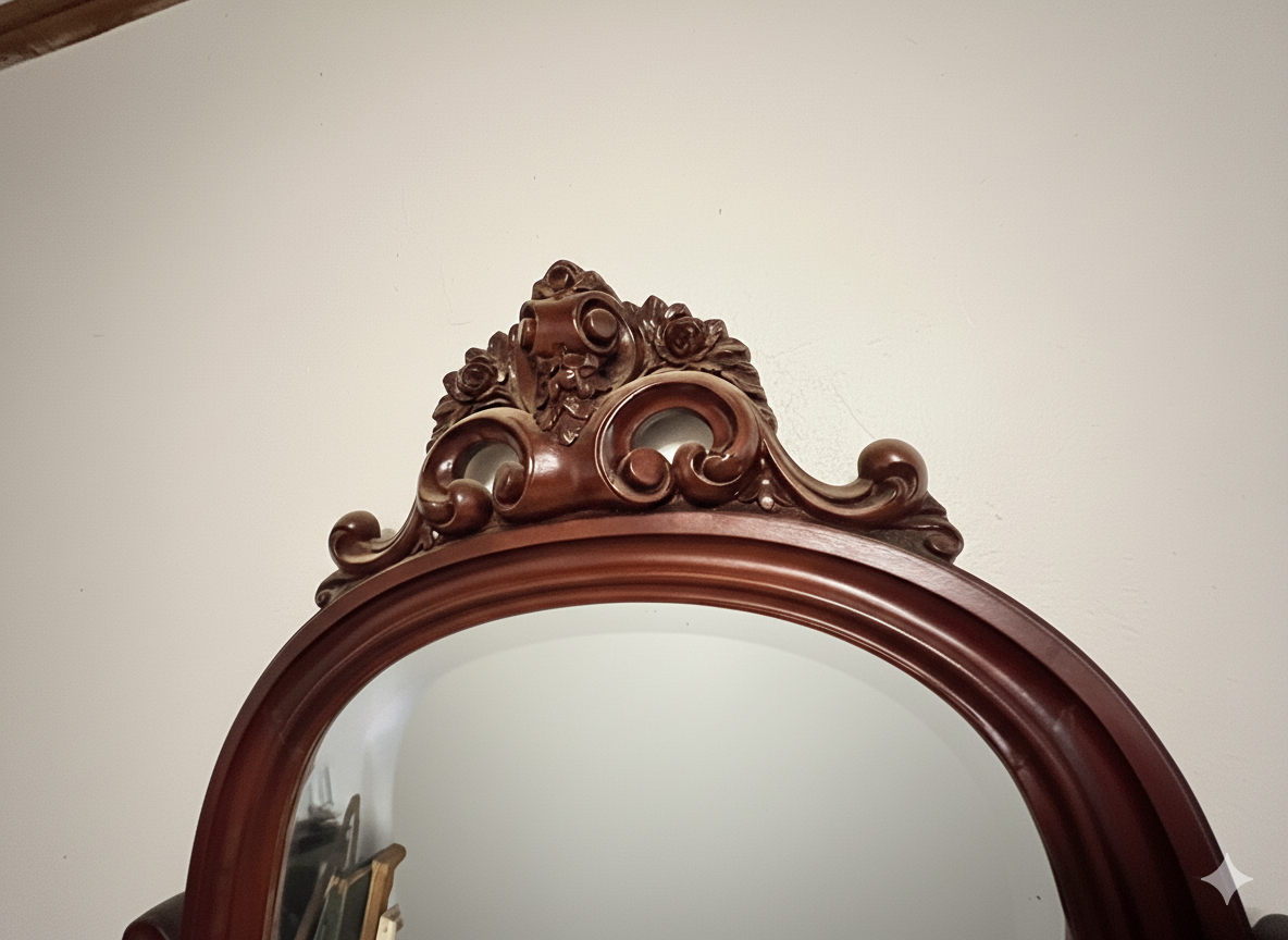 Predám krásne starožitné stojanové zrkadlo – masívne drevo - 5