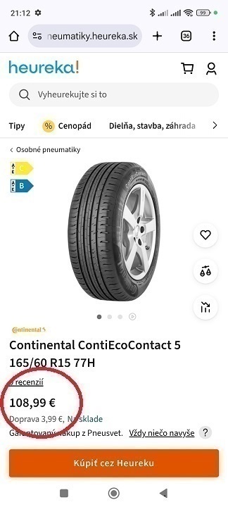 165/60 R15 letné pneumatiky Continental 7 mm - 5