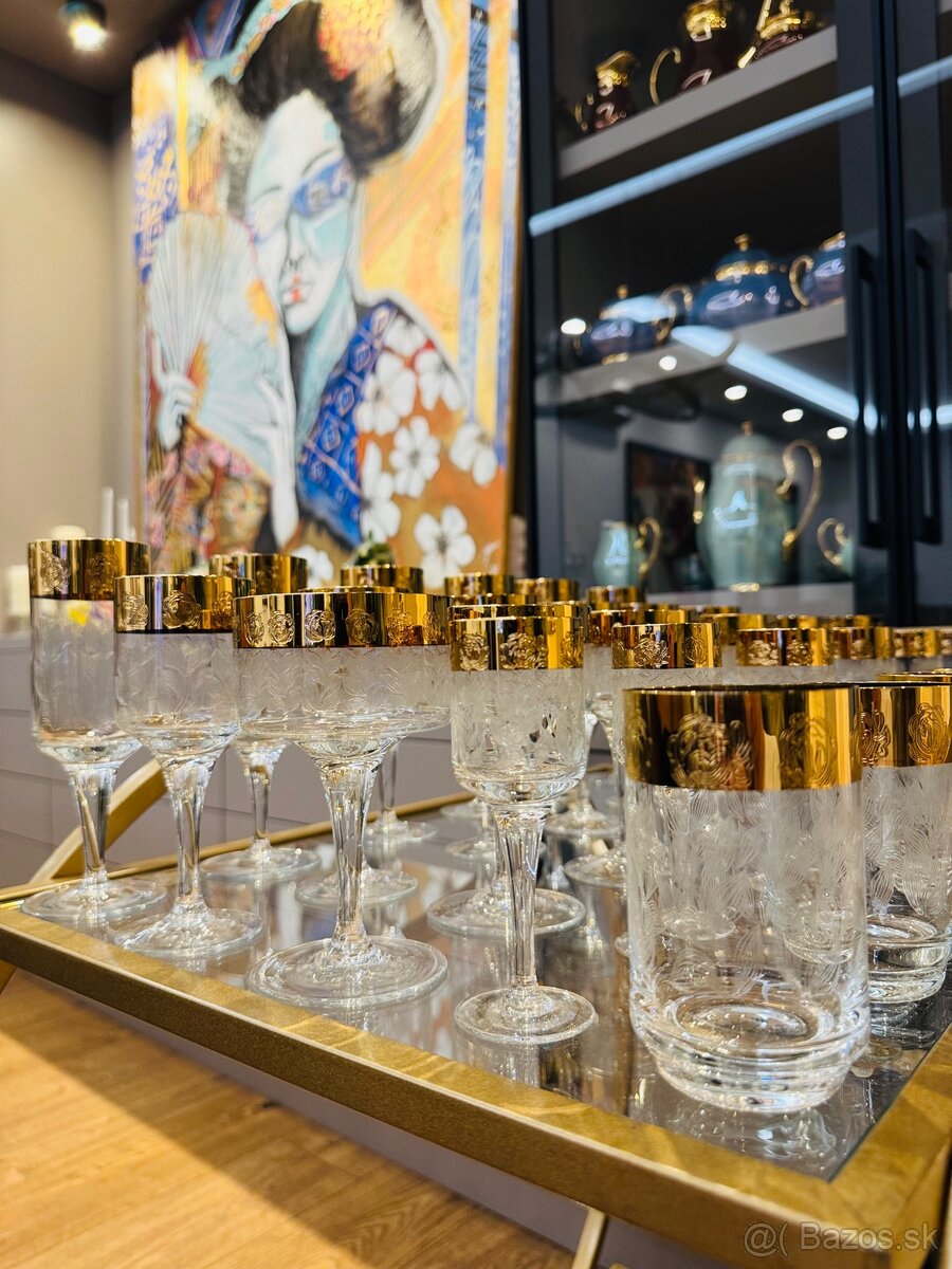 Sada pohárov z krištálového skla LR Czechoslovakia,posielam - 5