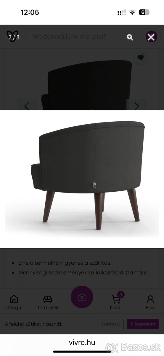 Zamatove antracit cierne kreslo Avron - 5