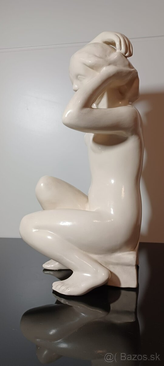 Veľká zberateľská keramická značená socha Akt 60-te roky . - 5