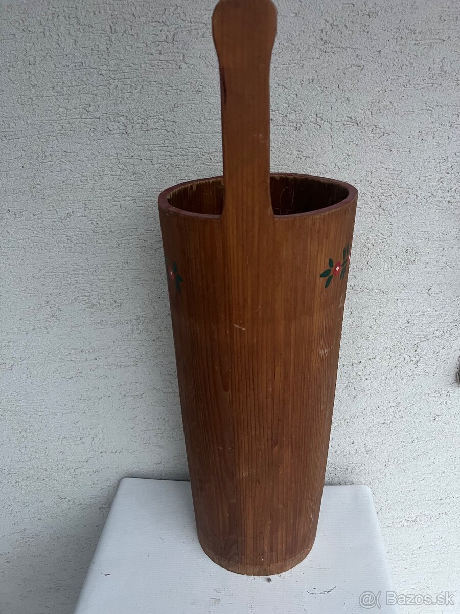 Drevene rucne malovane vedro nadoba - 5