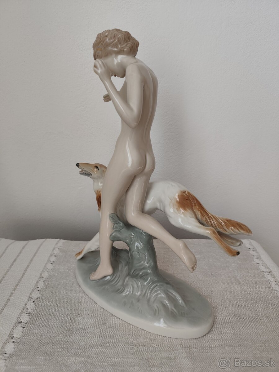 Royal dux Diana akt žena porcelánová soška - 5