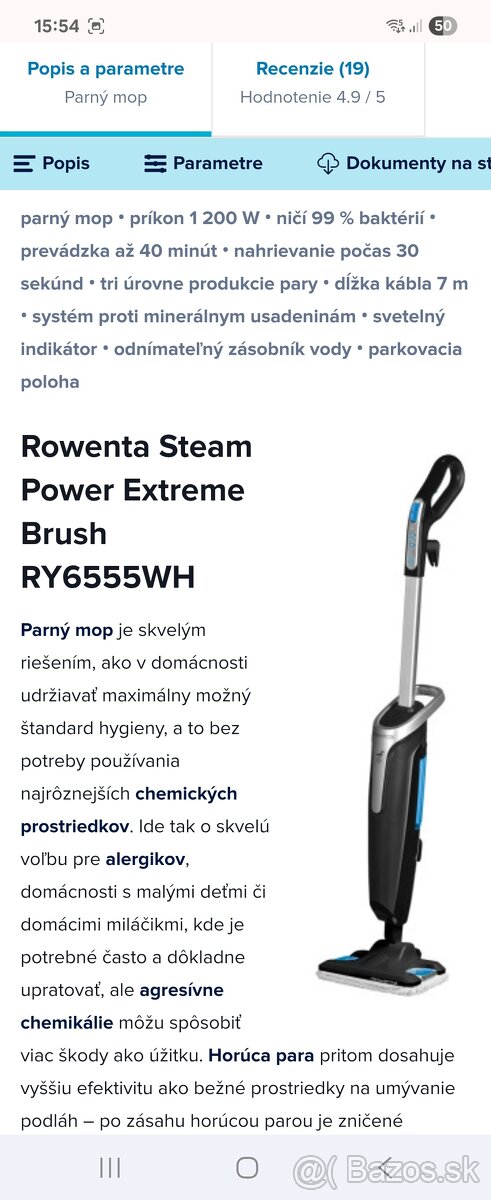 Parný mop Rowenta STEAM POWER RY6555WH - 5