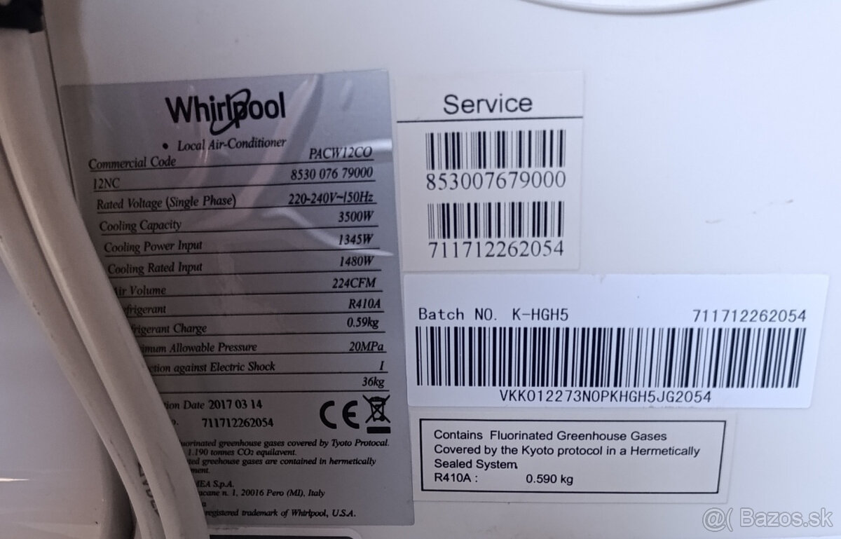 Predám prenosnú klímu Whirlpool PACW12CO TOP STAV - 5