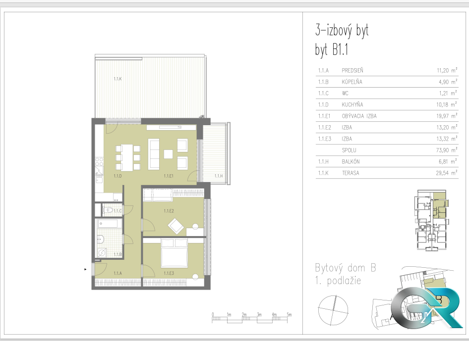 Ponúkame Vám na predaj 3 izbový byt, novostavba v meste Púch - 5