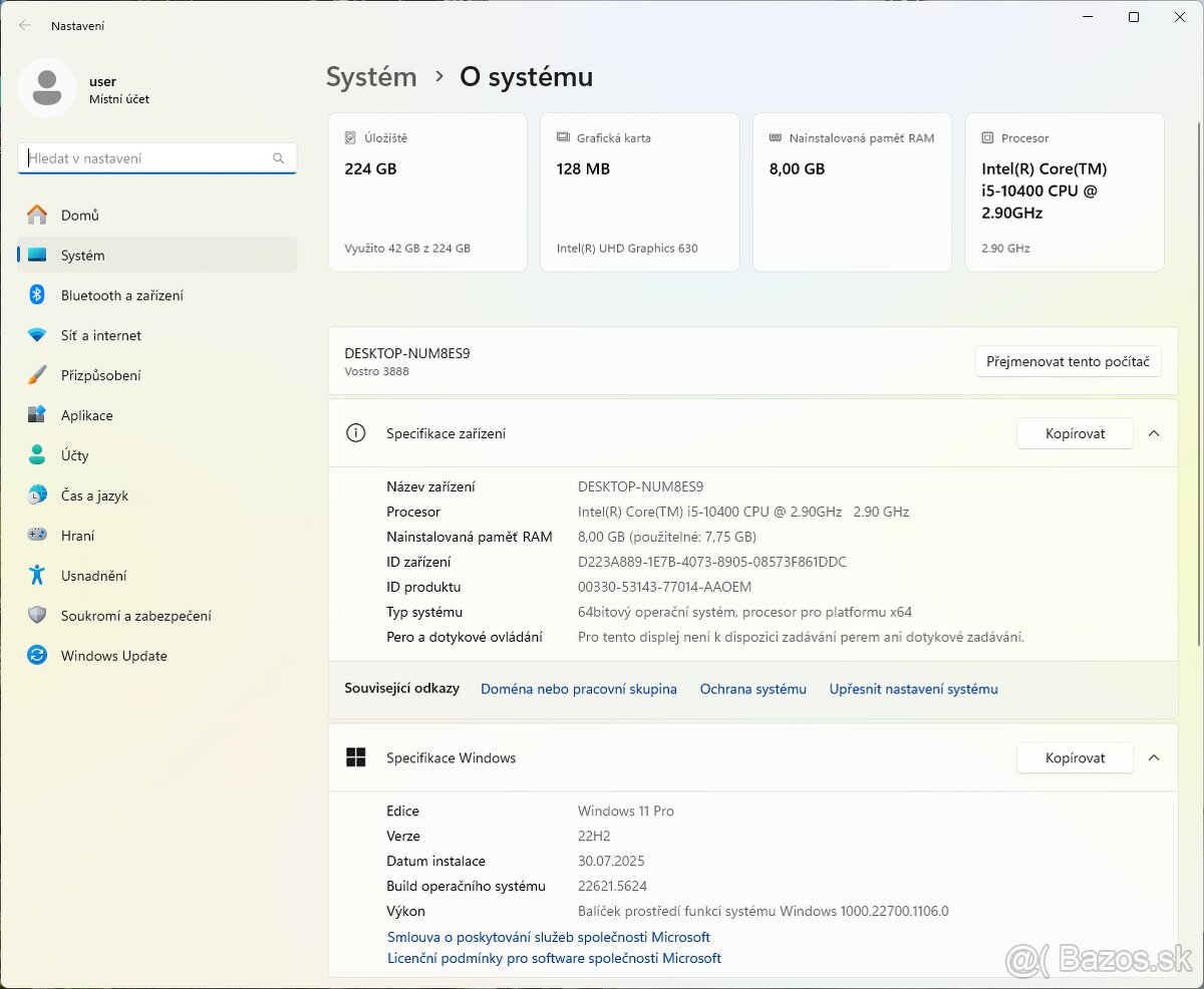 Kancelářský PC Dell Vostro 3888 i510400, 240GB SSD - 5