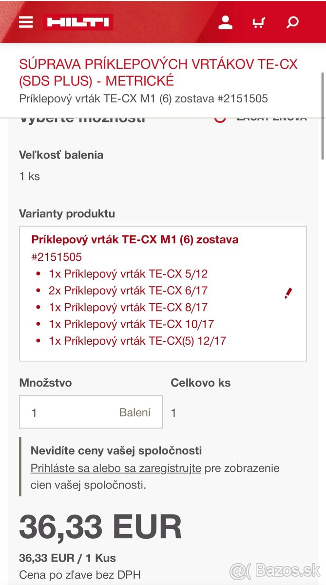HILTI príklepové vrtáky SDS plus - 5