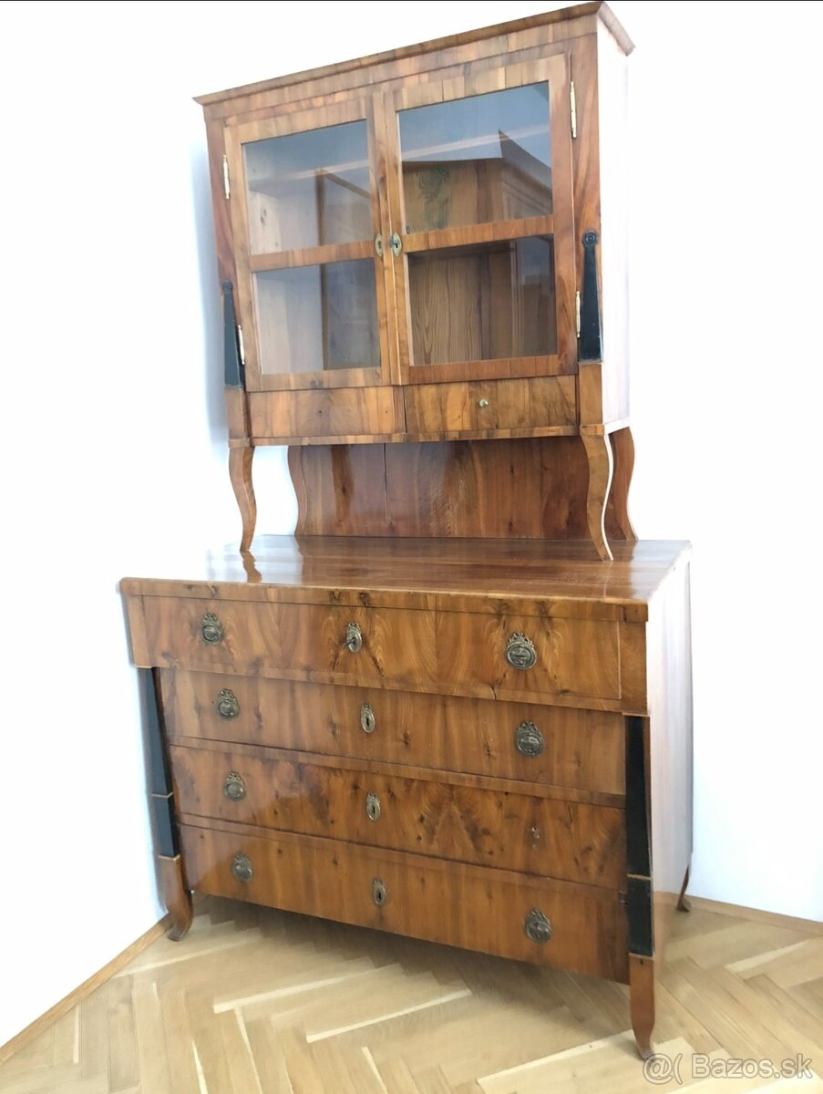 starožitná biedermeier komoda/vitrína - 5