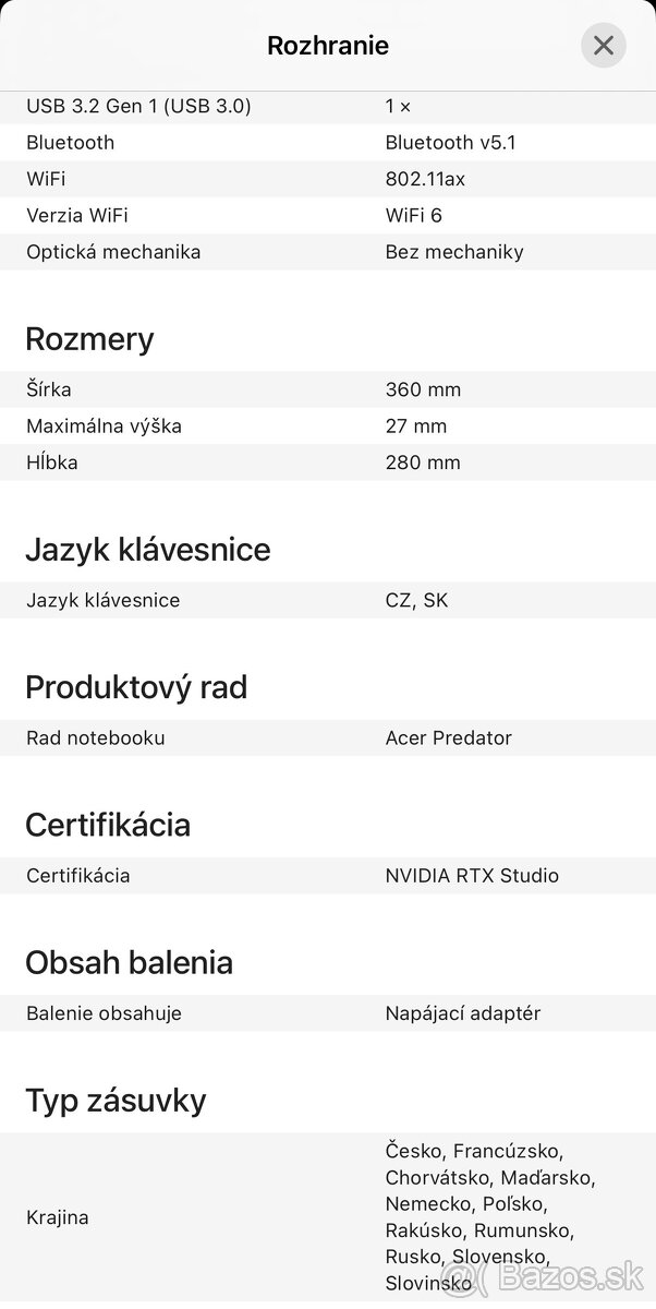 Predám Notebook Acer Predator Helios Neo 16 Obsidian Black - 5