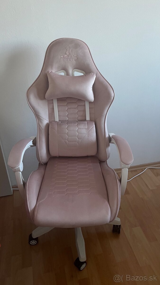 Herné kreslo HC-1000 Pink-White látkové - 5
