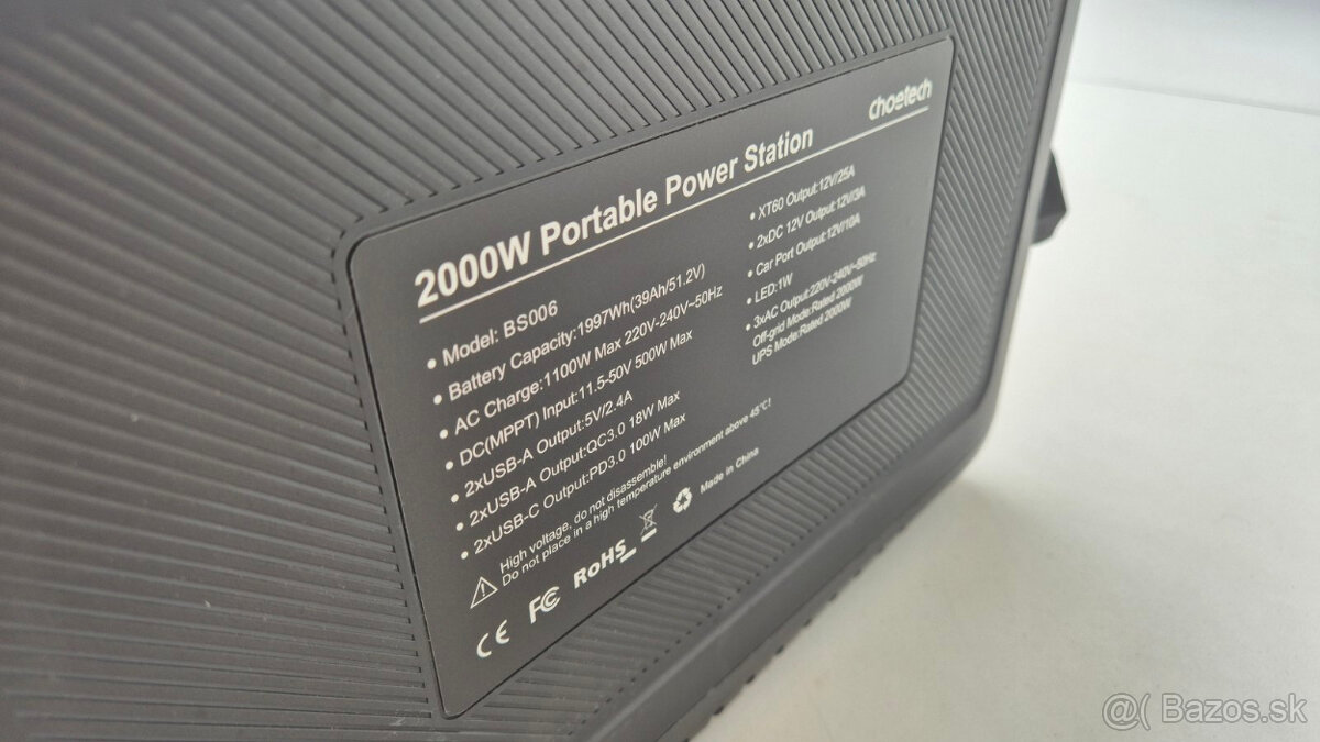 Predám Choetech BS006 prenosná stanica LiFePO4 2000w - 5